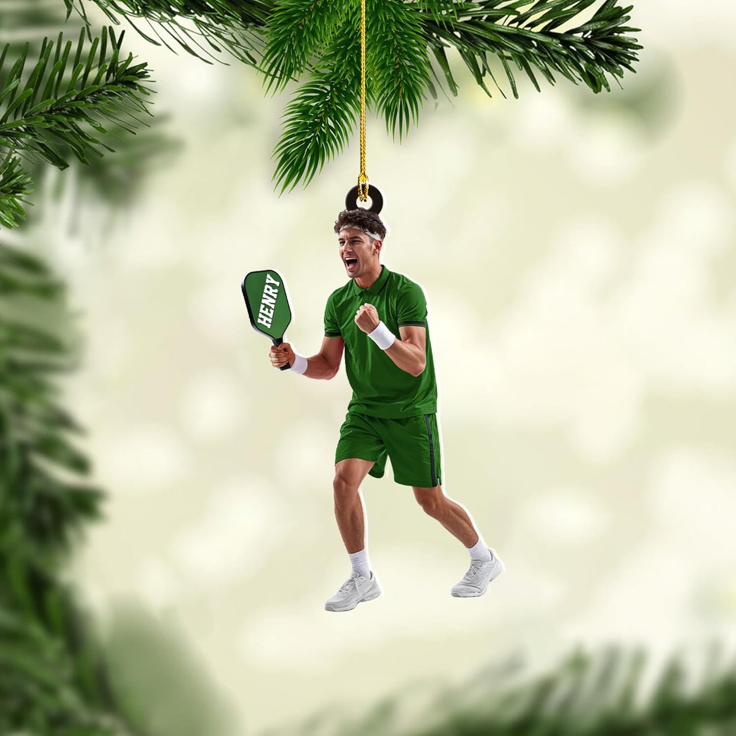 Custom Face & Name Pickleball Player Ornament – Pickleball Christmas Ornament Style 9