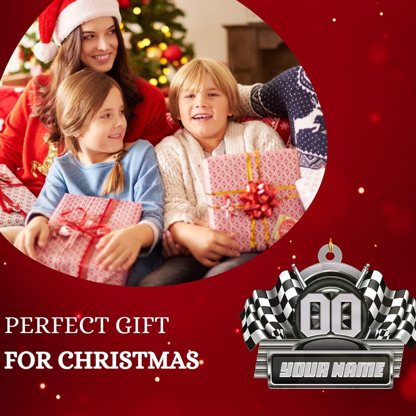 Custom Race Car Christmas Ornament – Personalized Acrylic Racing Car Decoration, Motorsport Gift for Drivers TR10