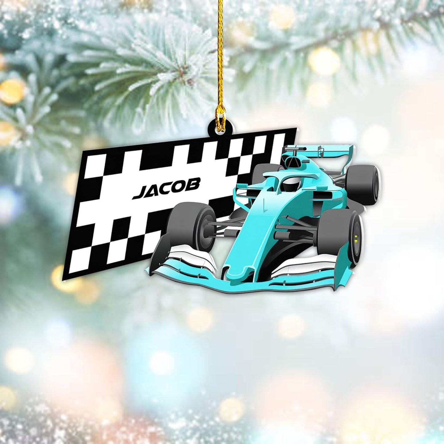 Personalized Racing Car Christmas Ornament – Custom Name Acrylic Race Car Ornament, Driver Gift, Motorsport Holiday Decoration, Car Lover Keepsake TR3