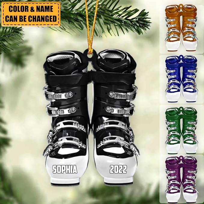 Personalized Snow Skiing Ornament, Custom Colored Skiing Mask Shape Ornament N20