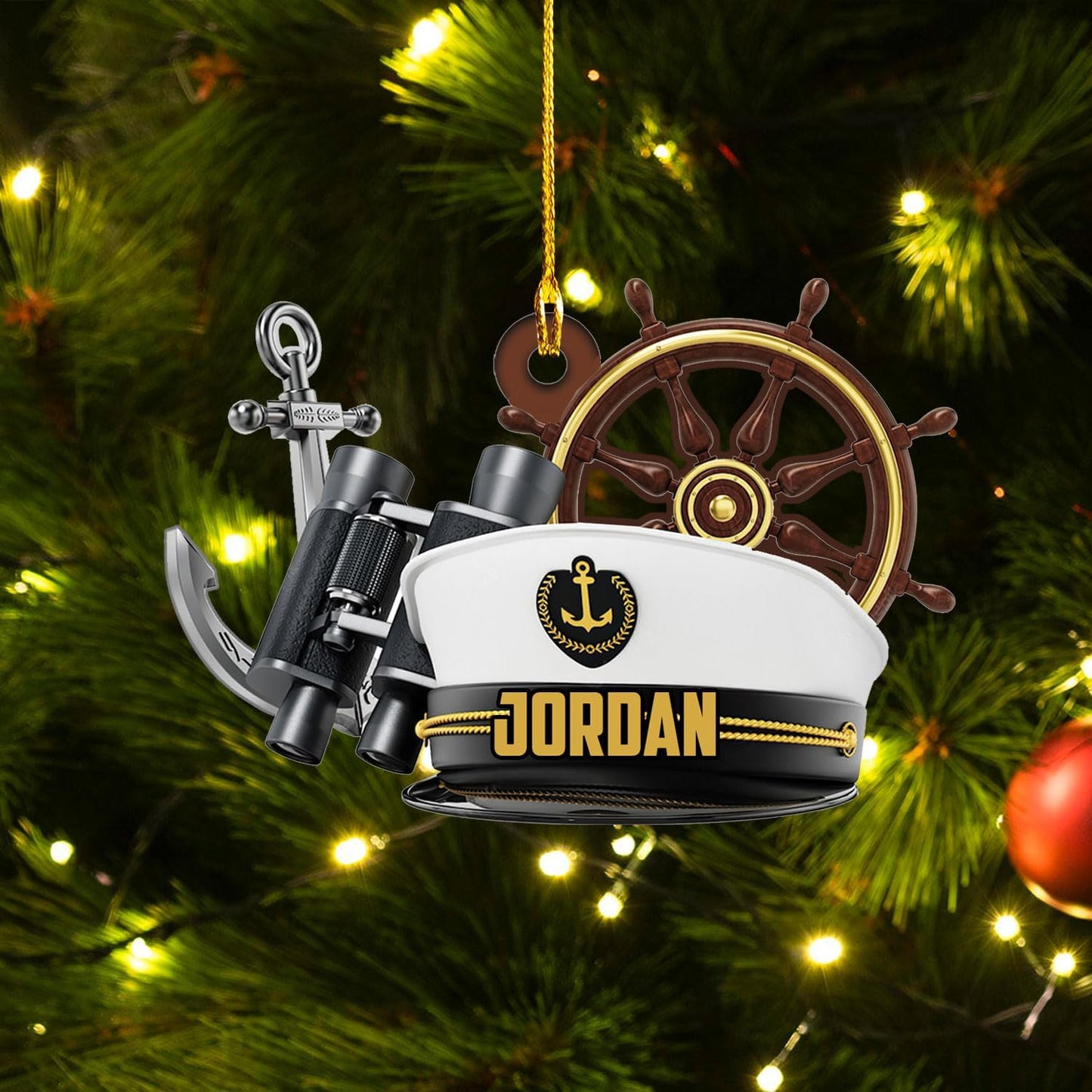 Custom Name Sailor Ornament – Personalized Captain Acrylic Sailing Ornament, Nautical Christmas Tree Decoration for Navy Lovers TS30