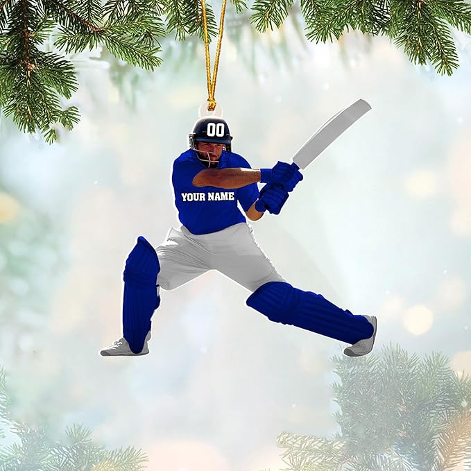 Personalized Cricket Christmas Ornament 2025, Custom Cricket Bat Ornament N21