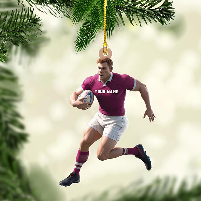 Personalized Rugby Player Christmas Gift for Sports Lovers - Rugby Ornament LL25