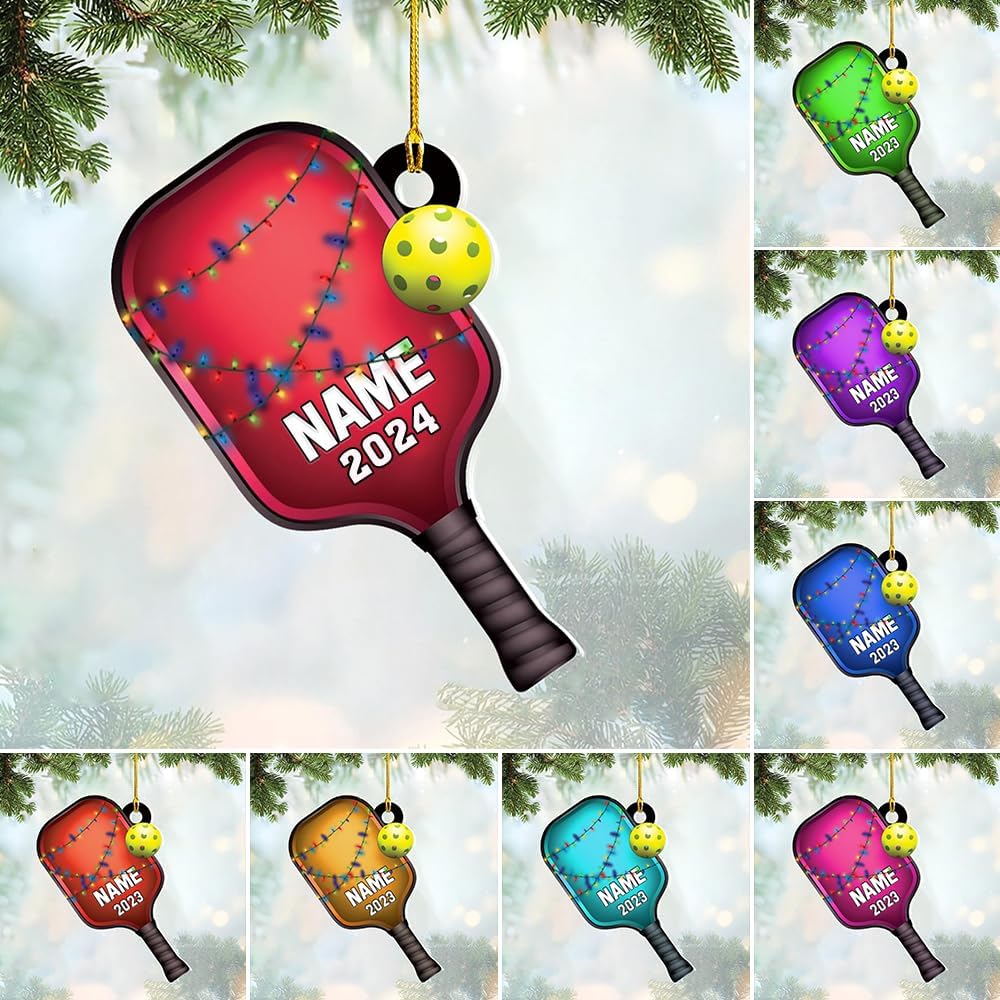 Personalized Pickleball Ornament – Custom Name & Year Paddle and Ball Christmas Ornament