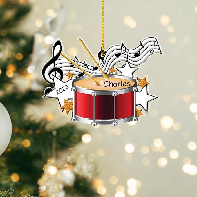 Custom Drum Set Ornament - Acrylic Christmas Gift for Drummers & Music Lovers LL14