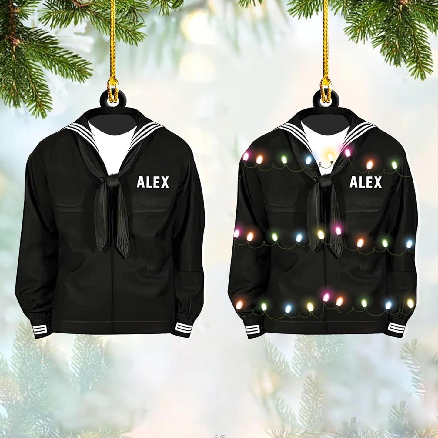 Personalized Sailor Ornament – Custom Captain Sailor Acrylic Ornament, Unique Sailing Glass Keepsake, Navy Captain Holiday Gift for Sailors TS6