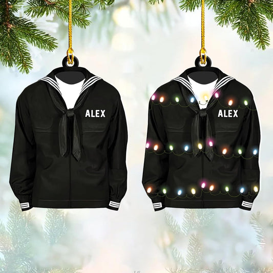 Personalized Sailor Ornament – Custom Captain Sailor Acrylic Ornament, Unique Sailing Glass Keepsake, Navy Captain Holiday Gift for Sailors TS6