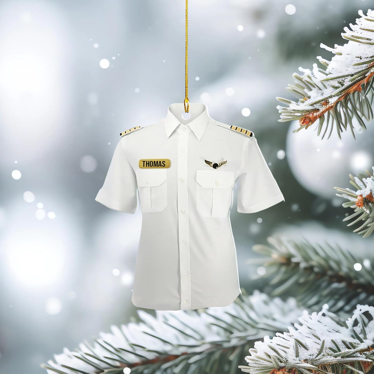 Custom Name Pilot Uniform Christmas Ornament Style 5