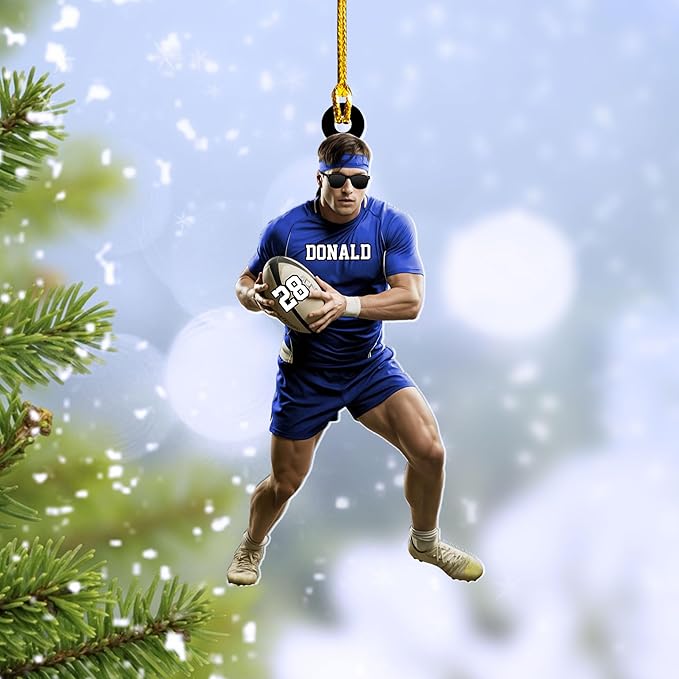 Personalized Rugby Player Christmas Gift for Sports Lovers - Rugby Ornament LL10