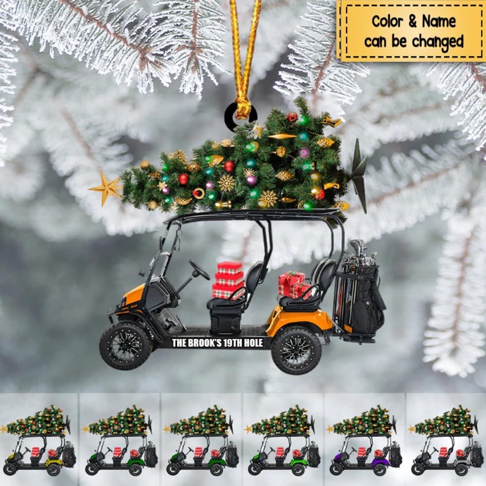 Custom Name Gofl Cart Ornament - Golf Player Christmas Ornament 2