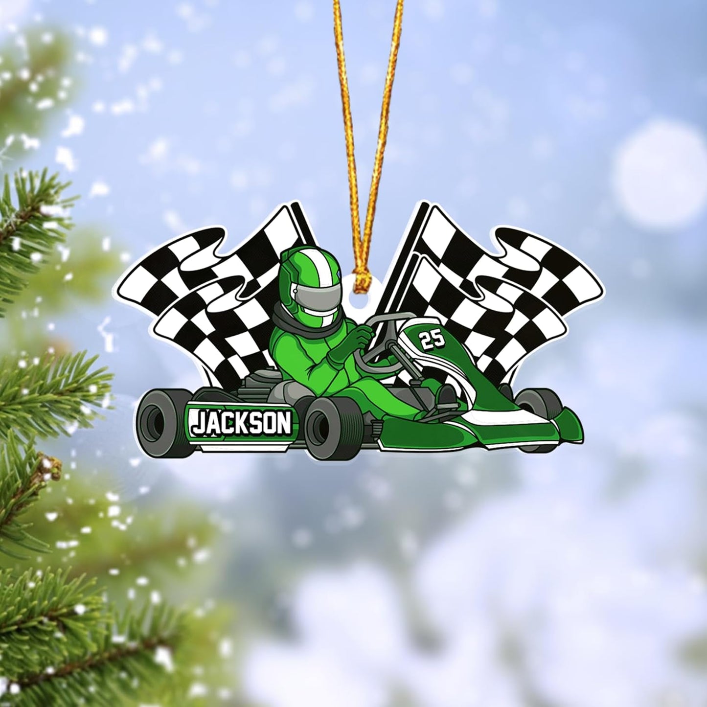 Personalized Racing Car Ornament – Custom Acrylic Drag Racing Christmas Decoration, Gift for Car Lovers and Drivers TR27