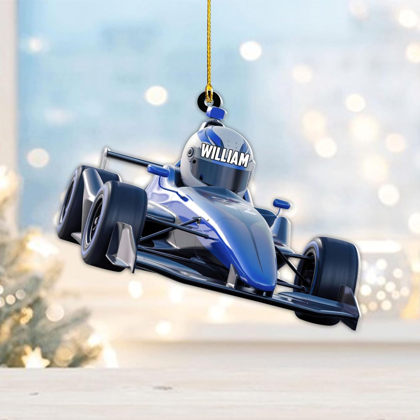 Custom Race Car Christmas Ornament – Personalized Acrylic Racing Car Decoration, Motorsport Gift for Drivers TR8