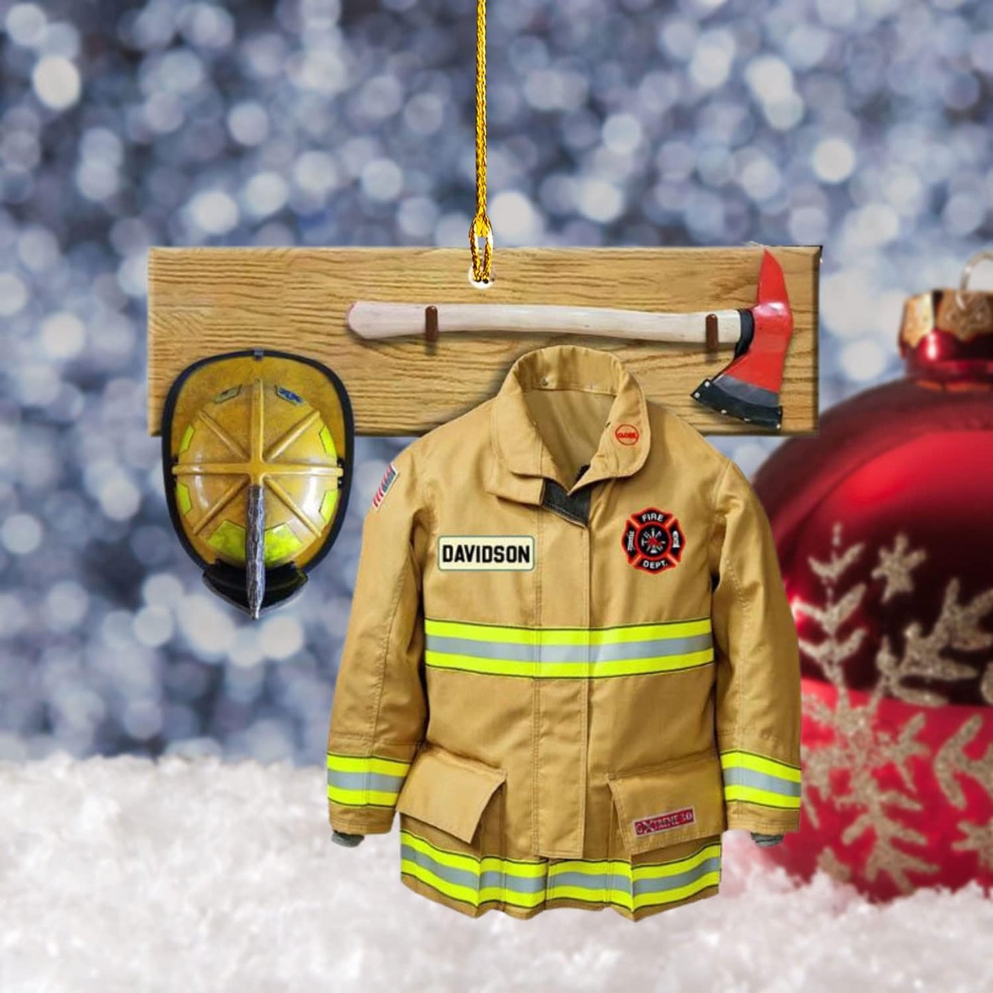 Personalized Firefighter Uniform Christmas Ornament Style 2