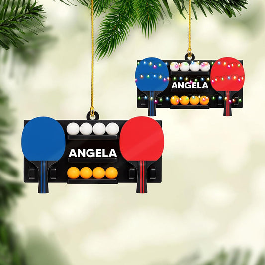 Custom Table Tennis Christmas Ornament – Personalized Ping Pong Player Gift, Acrylic 2D Flat Holiday Decoration, Unique Xmas Keepsake TT6