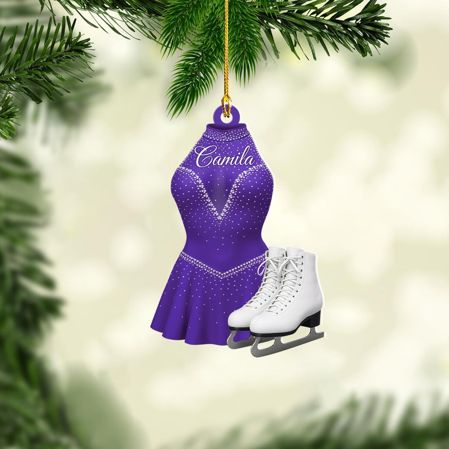 Personalized Ice Skating Christmas Ornament N02
