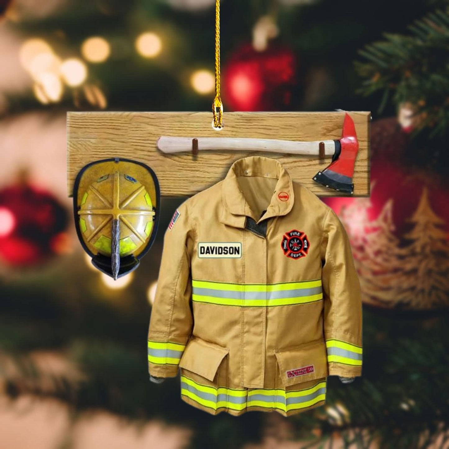 Personalized Firefighter Uniform Christmas Ornament Style 2