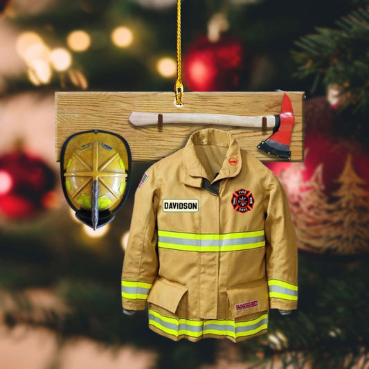 Personalized Firefighter Uniform Christmas Ornament Style 2
