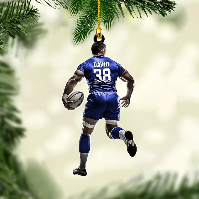 Personalized Rugby Player Christmas Gift for Sports Lovers - Rugby Ornament LL3