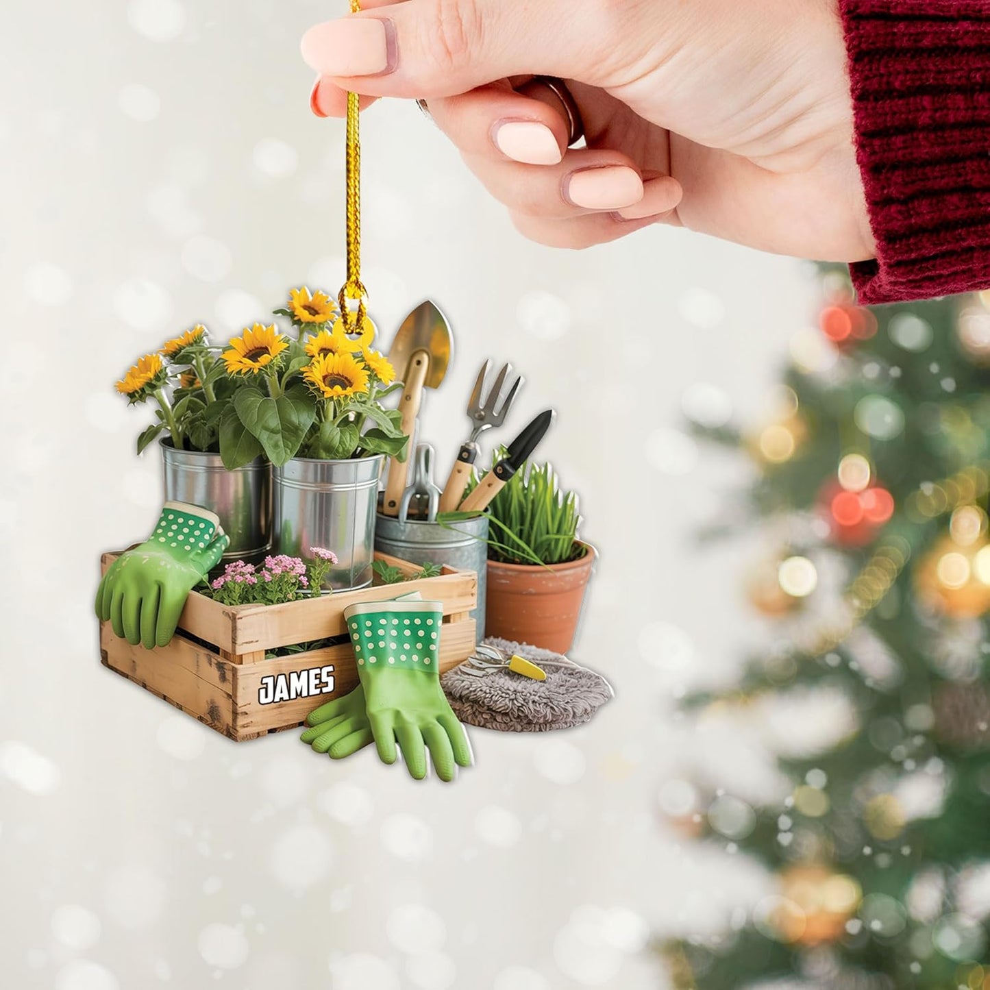 Custom Name Garden Equipment Ornament | Gardener Christmas Tree Decor Gift for Plant & Nature Lovers TG76