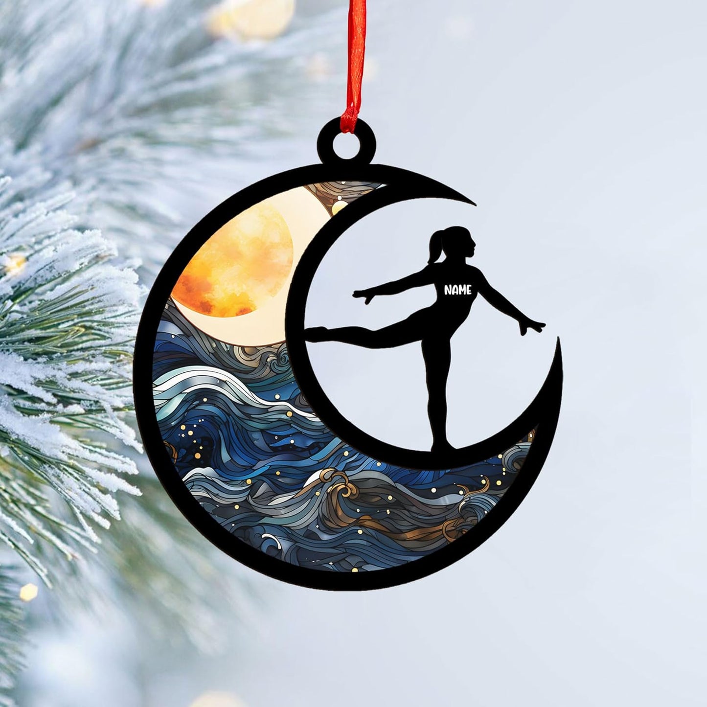 Personalized Name Gymnastics Ornament 2025, Girl Gymnast Ornaments, Wood Ornament for Xmas C09