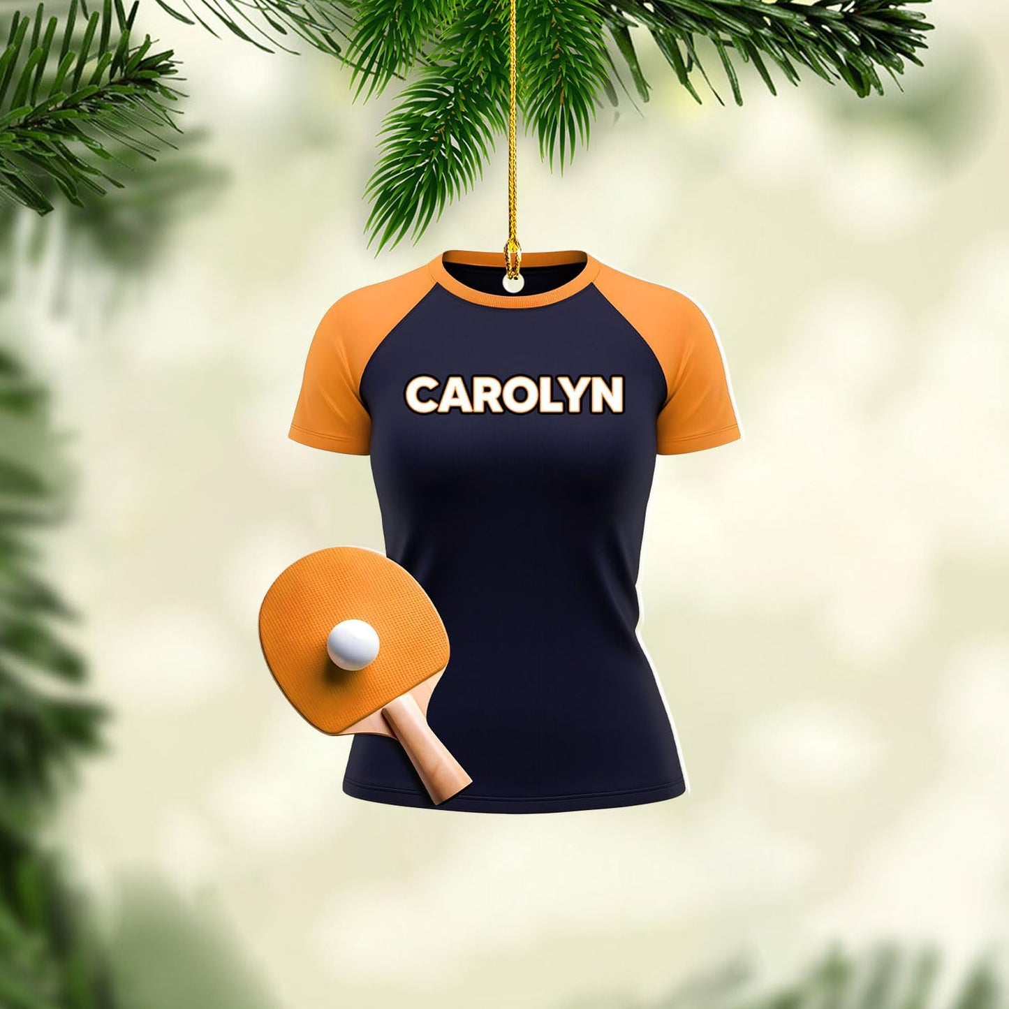 Personalized Ping Pong Christmas Ornament – Custom Name Acrylic 2D Flat Table Tennis Ornament, Holiday Decoration, Gift for Table Tennis Players TT3