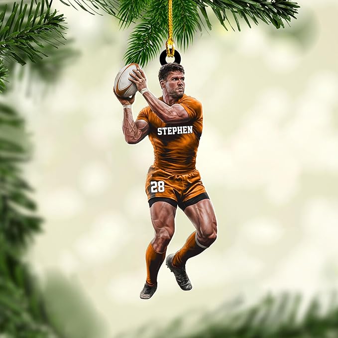 Personalized Rugby Player Christmas Gift for Sports Lovers - Rugby Ornament LL13