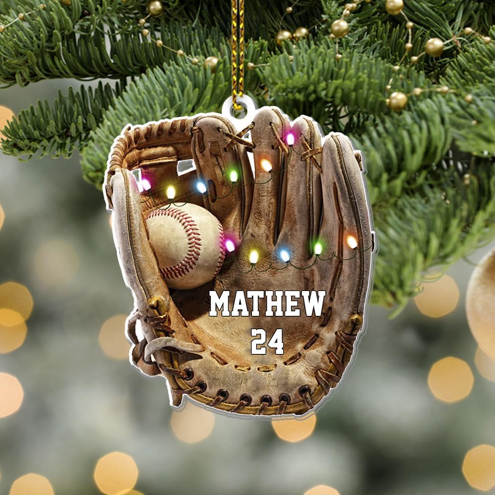 Personalized Baseball Christmas Ornament – Custom Name Acrylic Ornament, Sports Holiday Decoration, Baseball Player Gift TH6