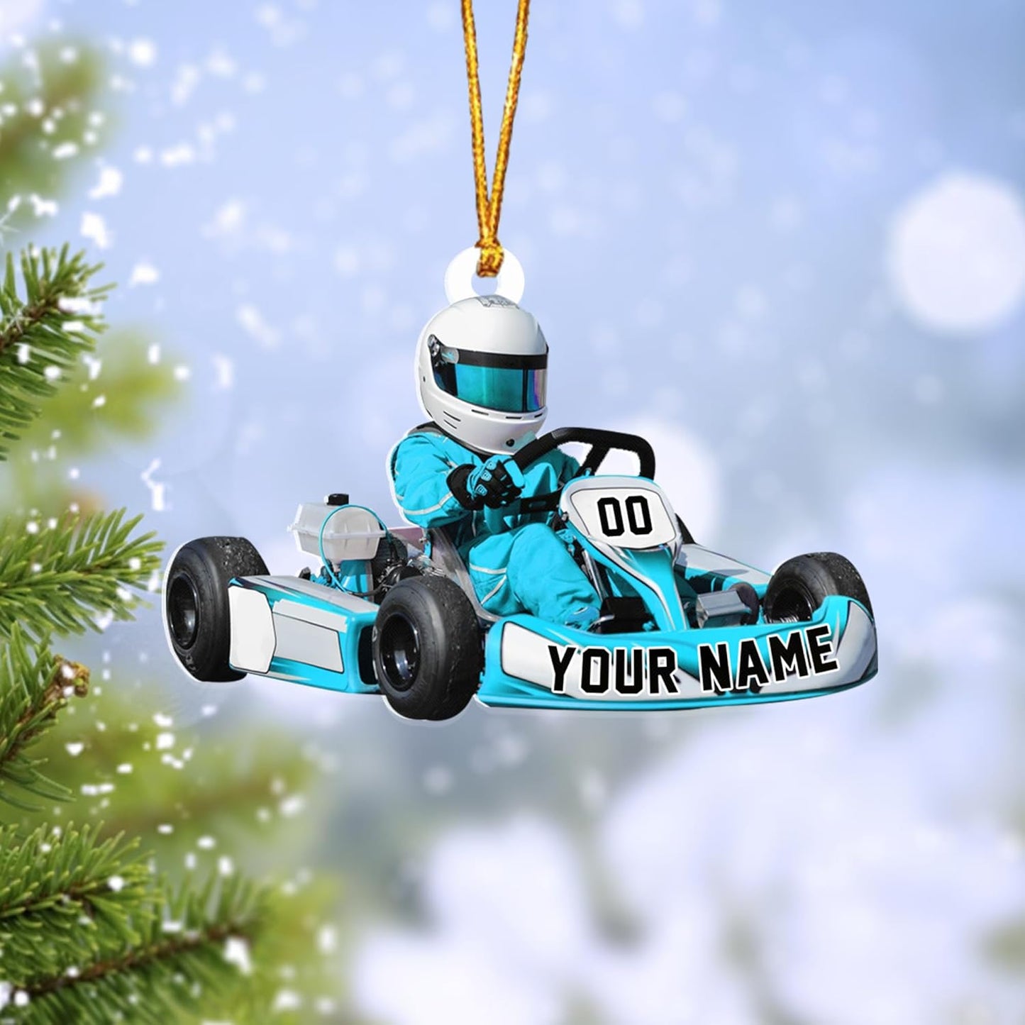 Personalized Racing Car Ornament – Custom Acrylic Drag Racing Christmas Decoration, Gift for Car Lovers and Drivers TR19
