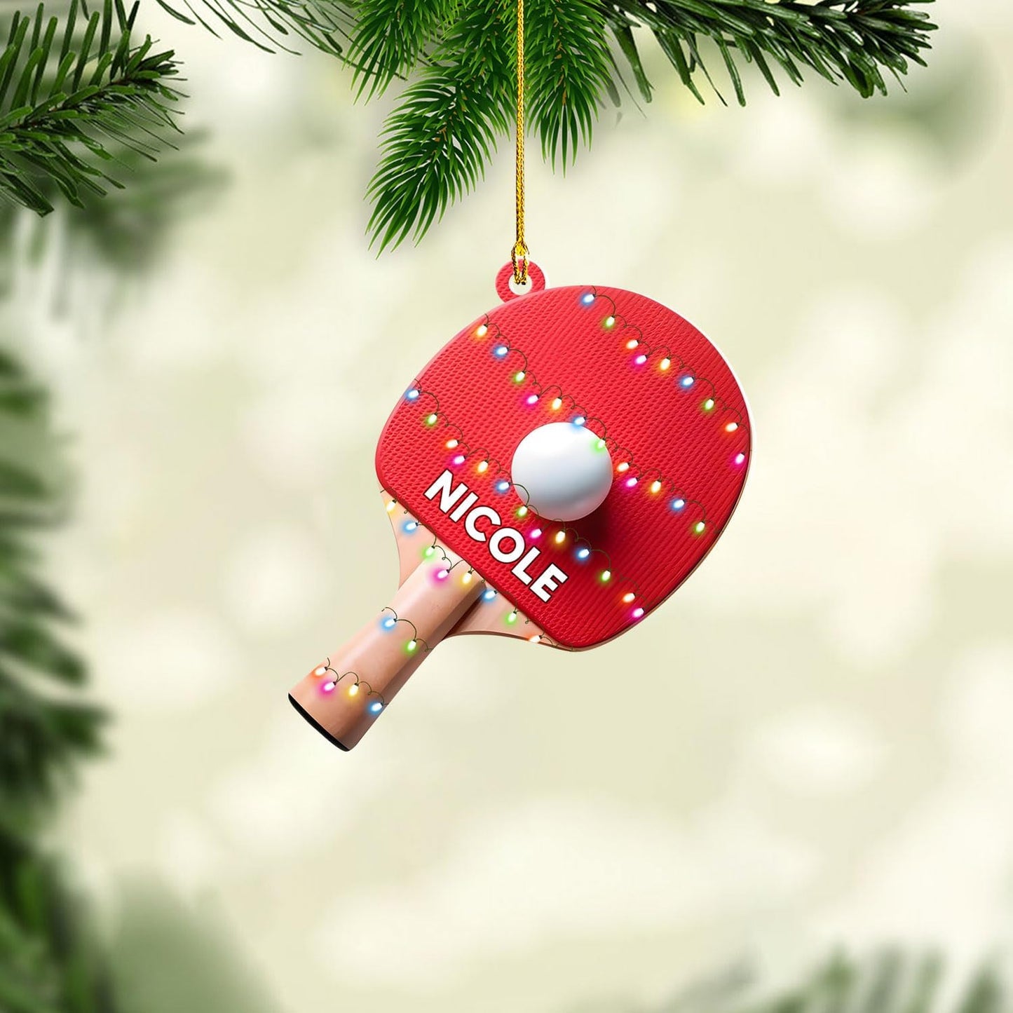 Custom Table Tennis Christmas Ornament – Personalized Ping Pong Player Gift, Acrylic 2D Flat Holiday Decoration, Unique Xmas Keepsake TT5