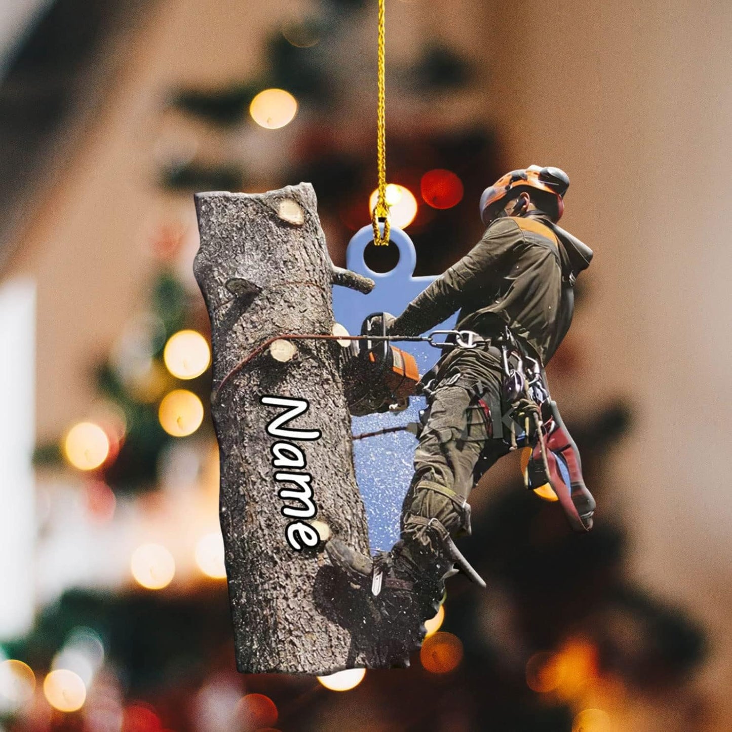 Personalized Arborist Ornament – Lumberjack Carpenter Christmas Ornament Style 2