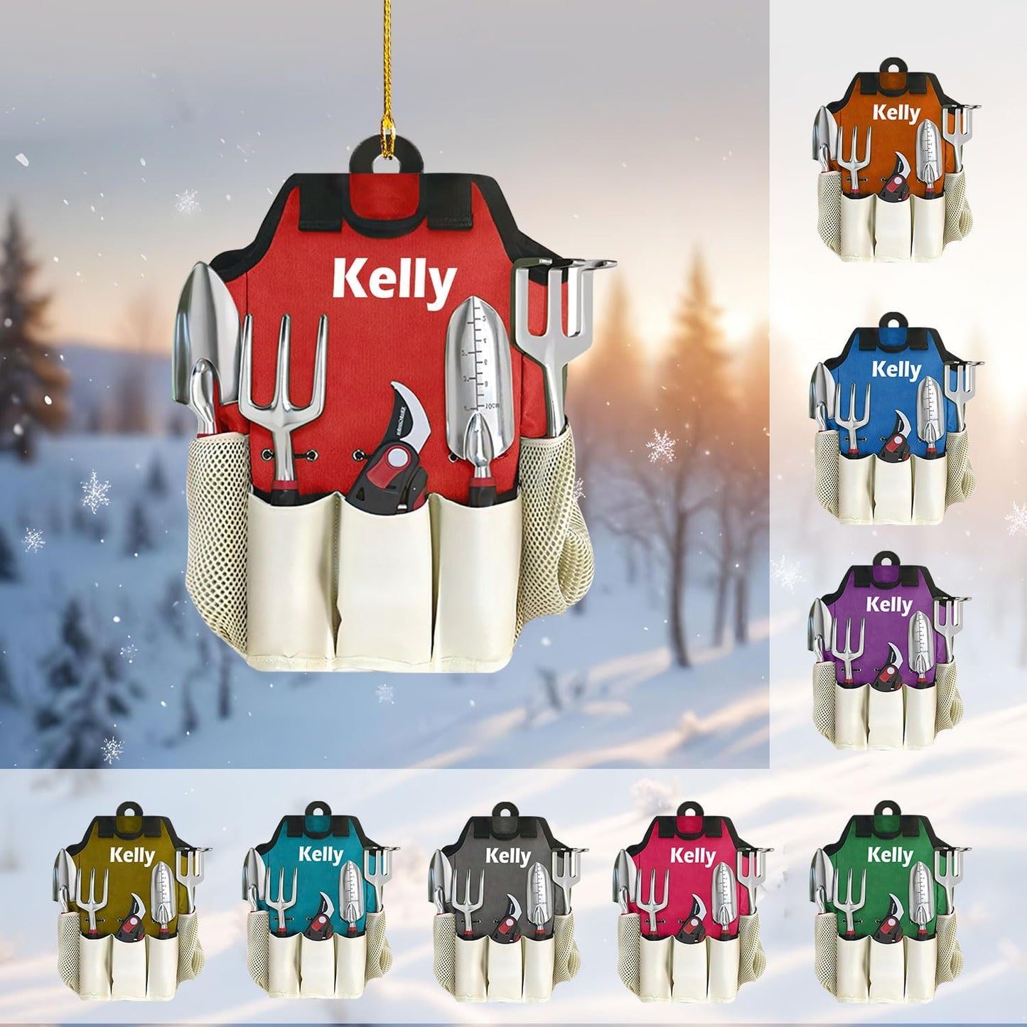 Custom Name Garden Equipment Ornament | Gardener Christmas Tree Decor Gift for Plant & Nature Lovers TG77