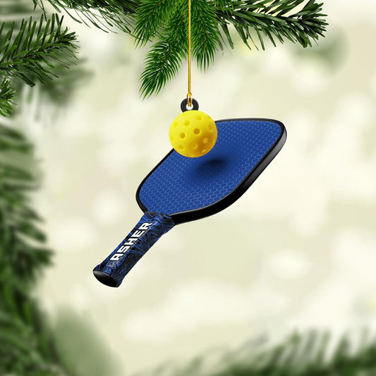 Custom Name Pickleball Ornament – Paddle and Ball Christmas Ornament Style 5