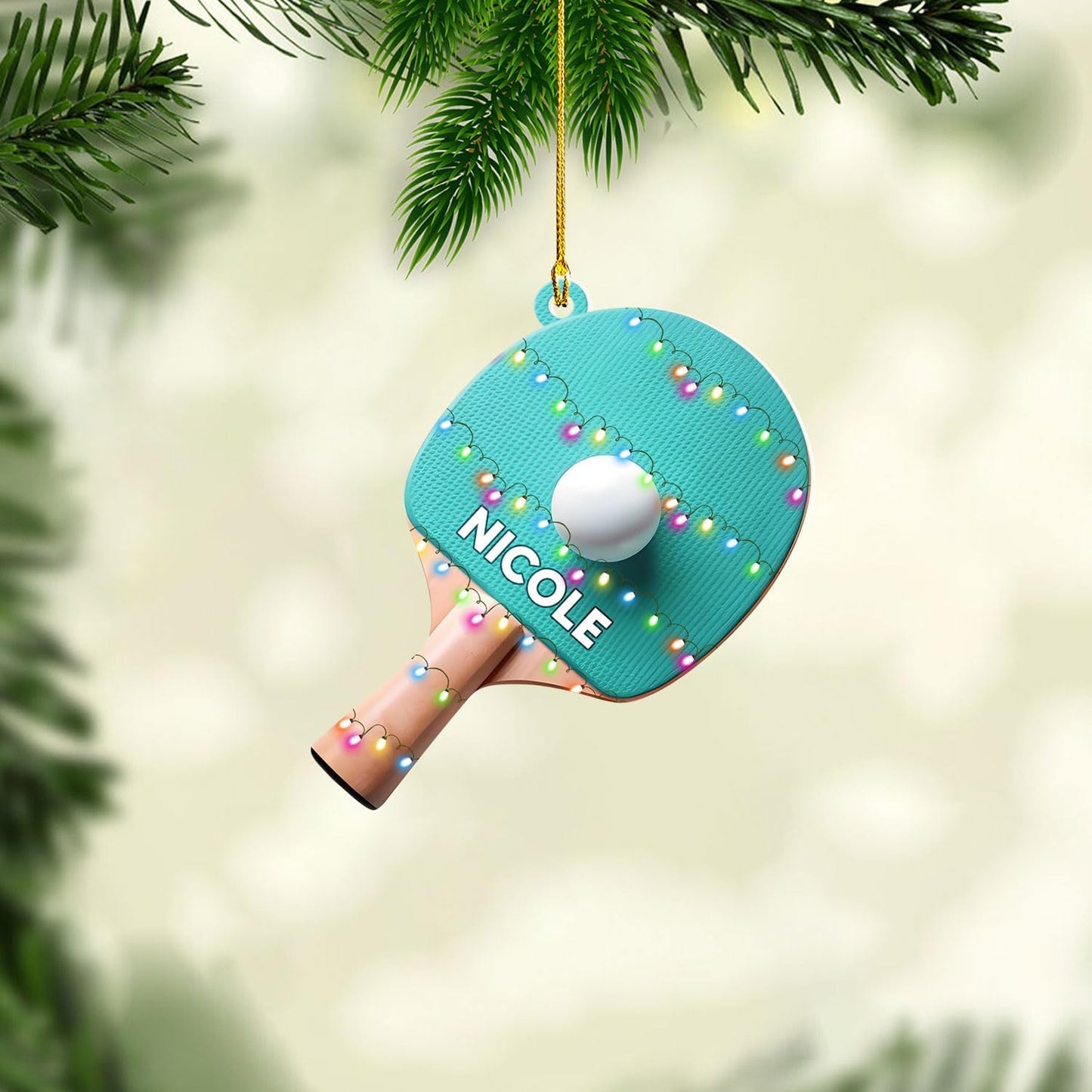 Custom Table Tennis Christmas Ornament – Personalized Ping Pong Player Gift, Acrylic 2D Flat Holiday Decoration, Unique Xmas Keepsake TT5