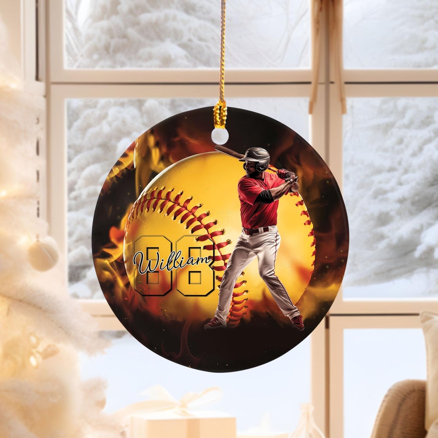 Personalized Softball Ornament – Custom Sports Christmas Tree C15