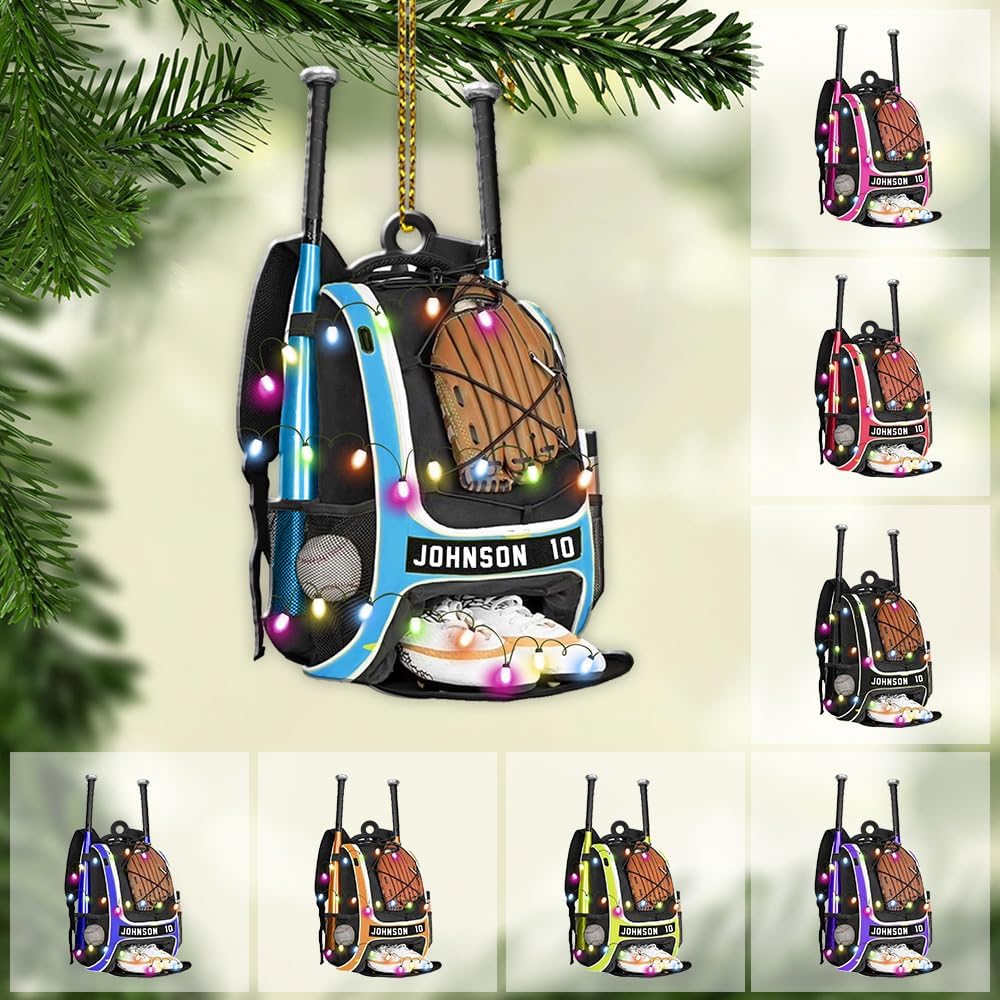 Personalized Baseball Christmas Ornament – Custom Name Acrylic Ornament, Sports Holiday Decoration, Baseball Player Gift TH9