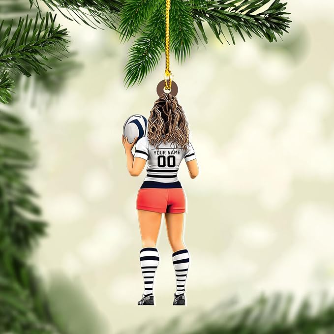 Personalized Rugby Player Christmas Gift for Sports Lovers - Rugby Ornament LL31