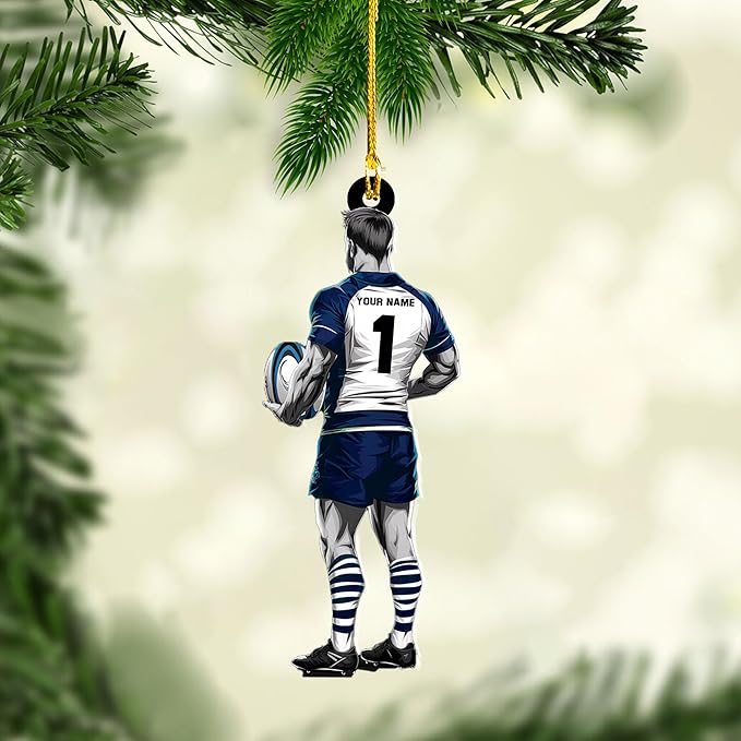 Custom Rugby Player Christmas Gift for Sports Lovers - Rugby Ornament LL28