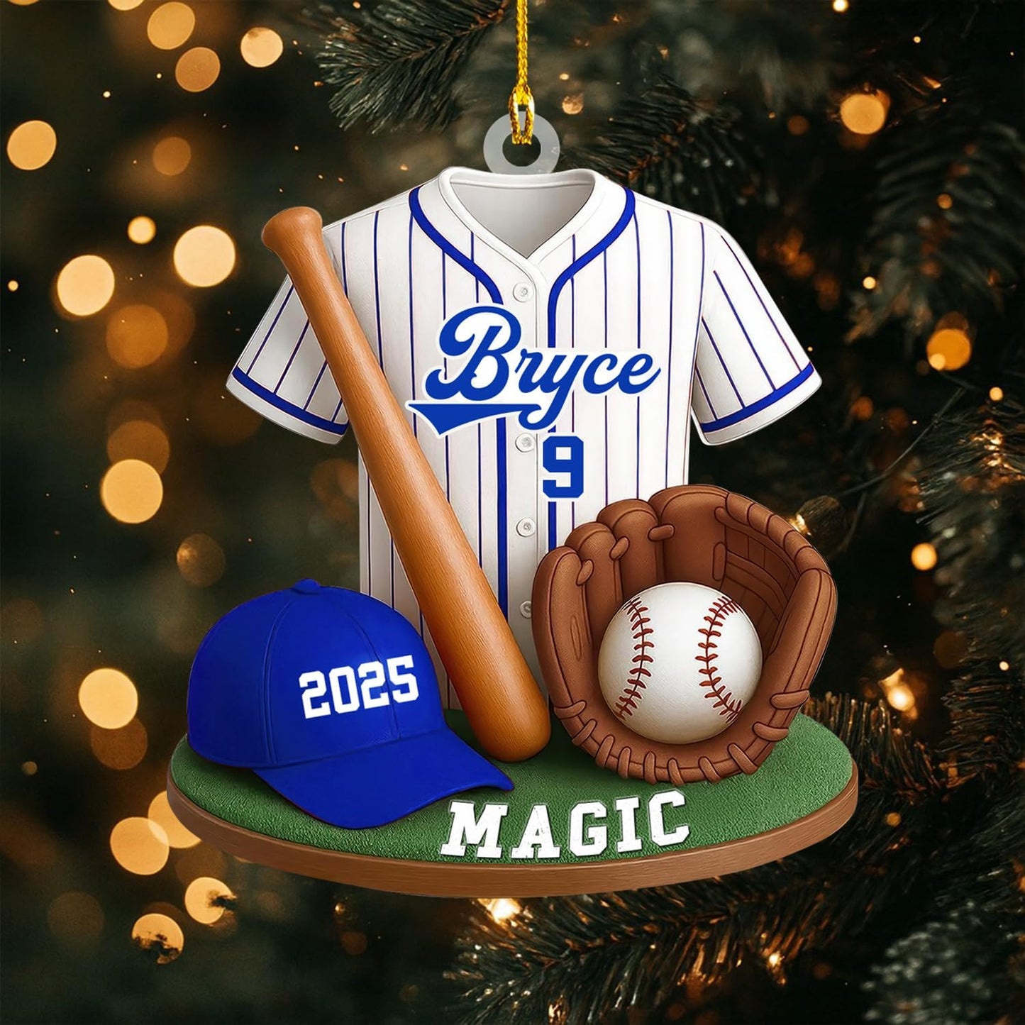 Personalized Baseball Christmas Ornament – Custom Name Acrylic Ornament, Sports Holiday Decoration, Baseball Player Gift TH21