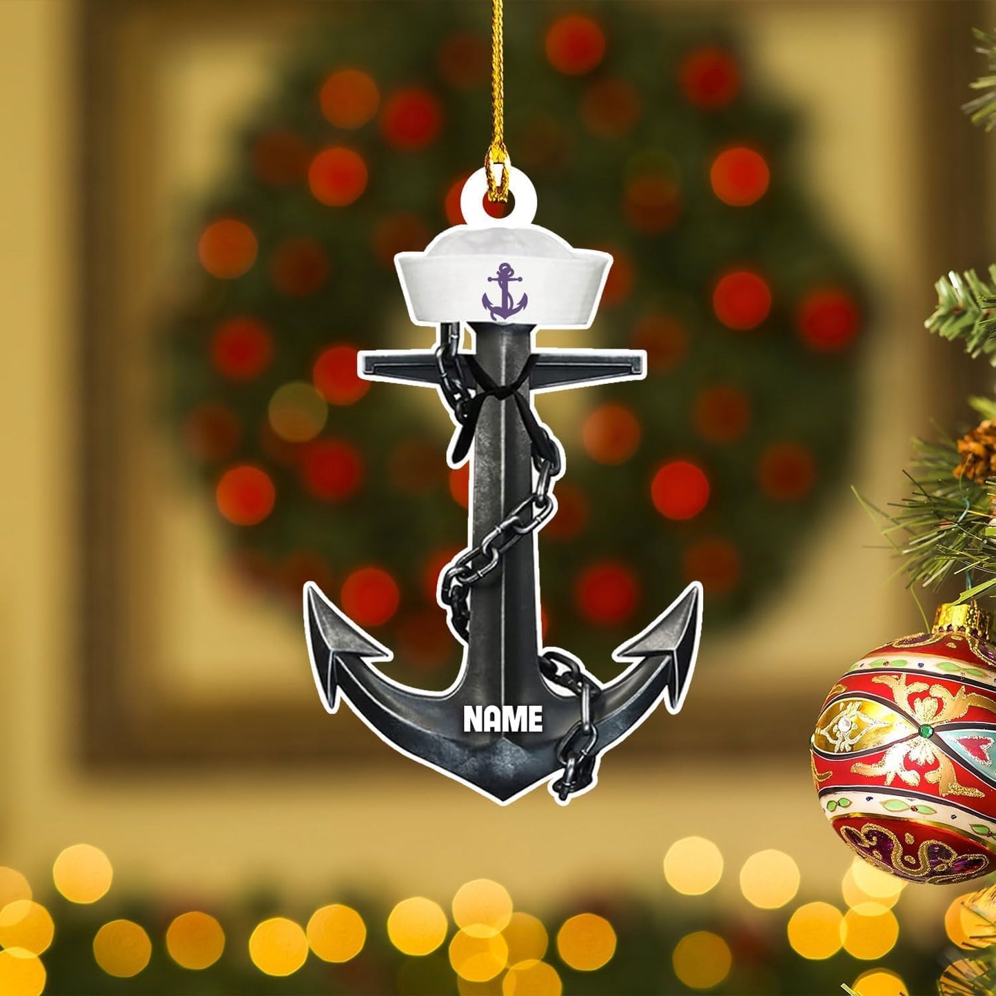Custom Name Sailor Ornament – Personalized Captain Acrylic Sailing Ornament, Nautical Christmas Tree Decoration for Navy Lovers TS29