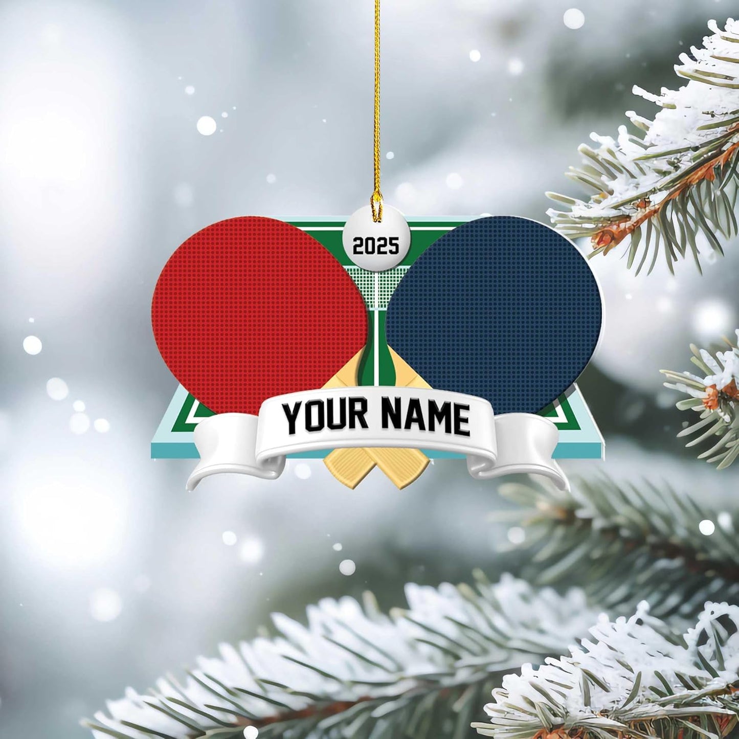 Custom Ping Pong Christmas Ornament – Personalized Acrylic Table Tennis Gift, Sport Holiday Tree Decoration, Flat 2D Design TT13
