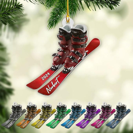 Personalized Snow Skiing Ornament, Custom Colored Skiing Mask Shape Ornament NO1