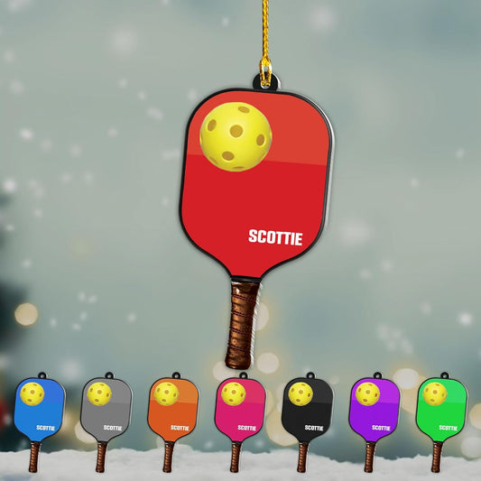 Custom Name Pickleball Ornament – Paddle and Ball Christmas Ornament Style 6