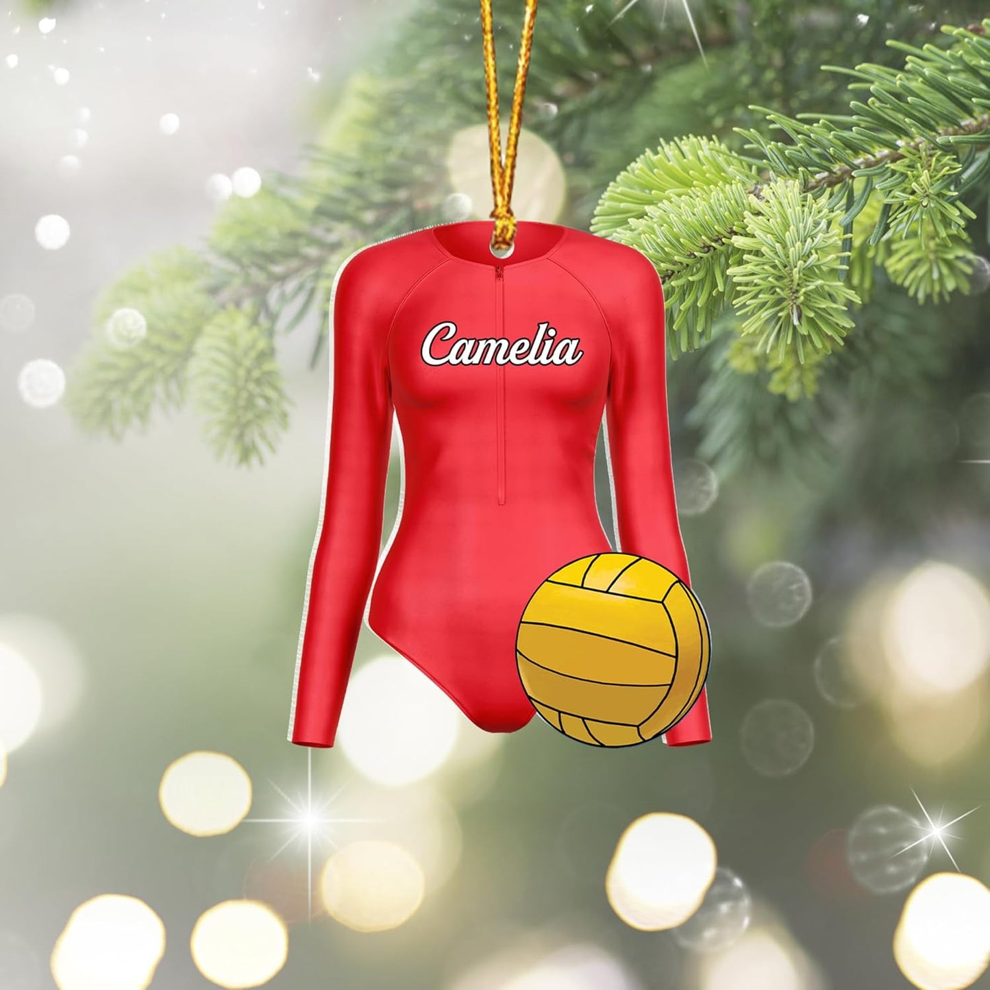Custom Name Water Polo Christmas Ornament – Personalized Name And Number Water Polo Ornament, Sport Holiday Tree Decoration TW13