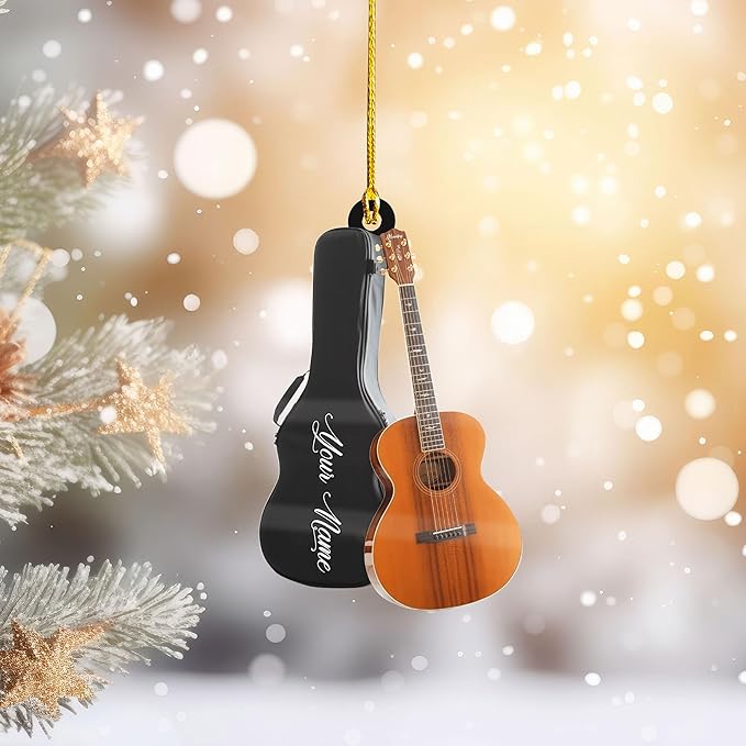 Custom Electric and Acoustic Guitar Christmas Ornament - Guitar Ornament Gift LL21