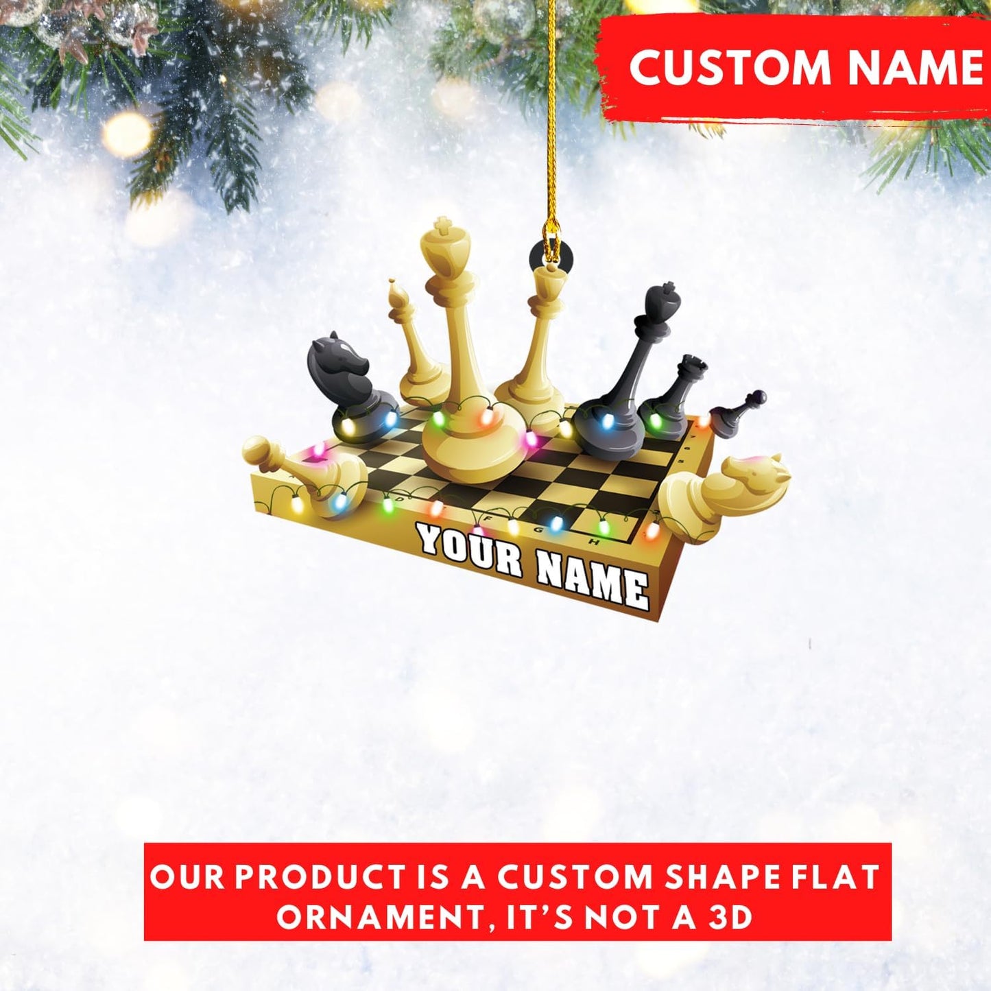 Personalized Name Chess Ornament Gift for Men Women Chess Team Player N10