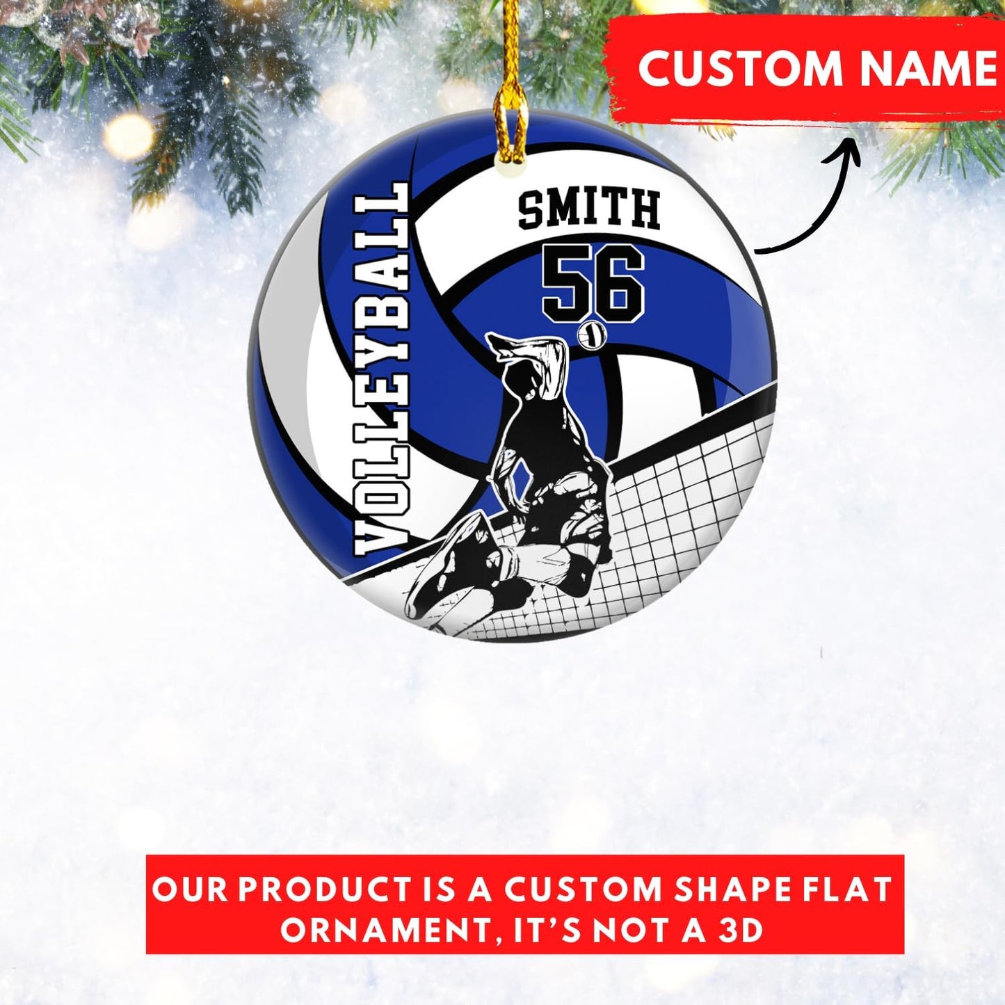 Personalized Volleyball Christmas Ornament – Custom Name Acrylic Ornament, Team Sports Holiday Decor, Volleyball Player Gift, Custom Xmas Keepsake TV8
