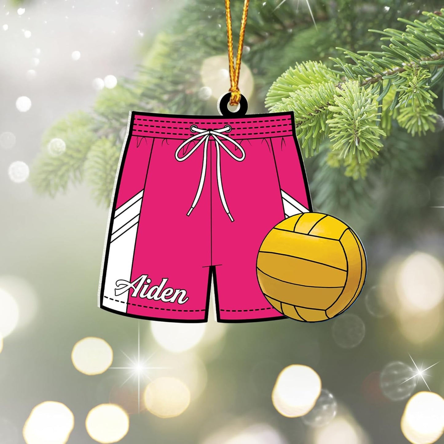 Custom Name Water Polo Ball Christmas Ornament – Personalized Water Polo Ball Ornament, Sport Holiday Tree Decoration, Gift for Water Polo Players TW4