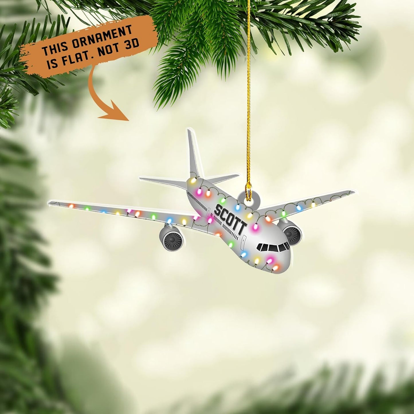 Personalized Airplane Pilot Christmas Ornament Style 2