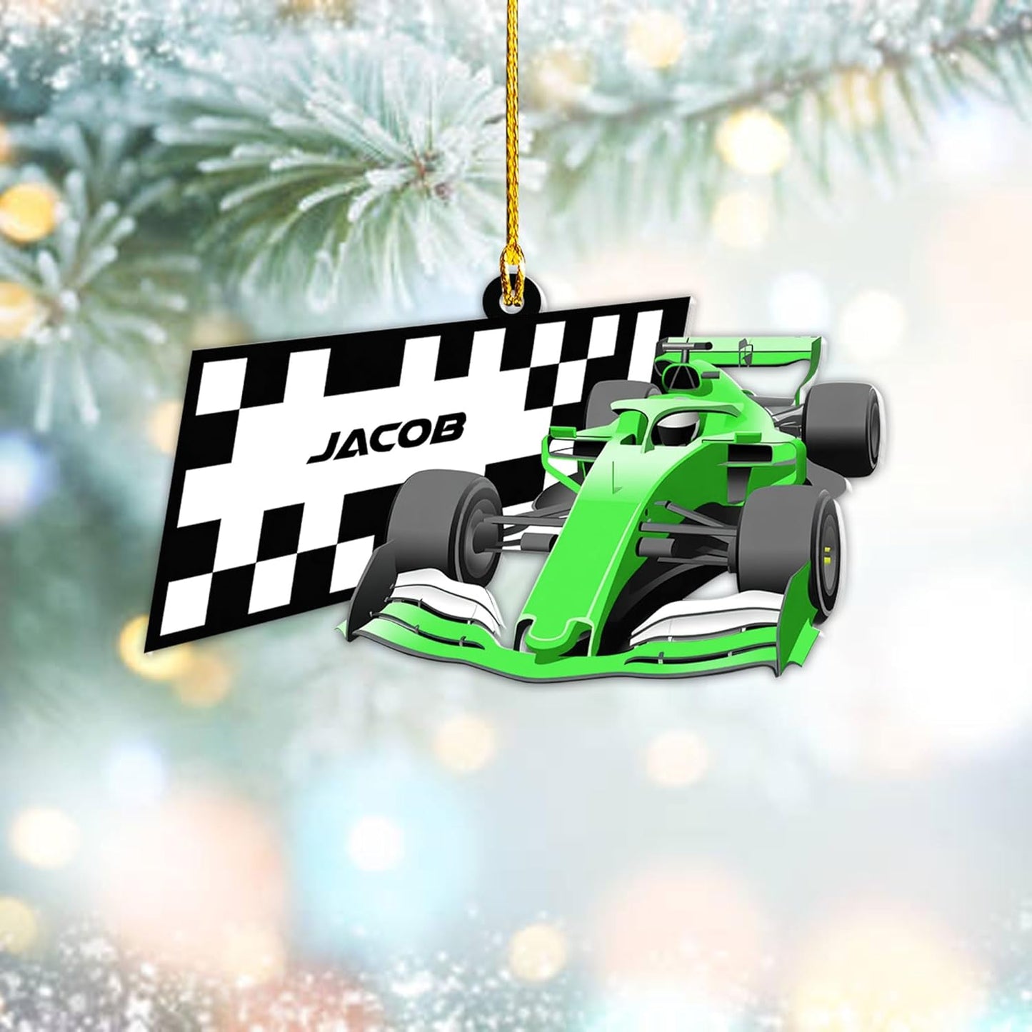 Personalized Racing Car Christmas Ornament – Custom Name Acrylic Race Car Ornament, Driver Gift, Motorsport Holiday Decoration, Car Lover Keepsake TR3