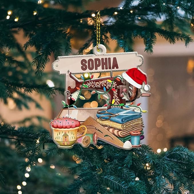 Personalized Sewing Machine Ornament - Custom Christmas Gift for Sewing Lovers LL10